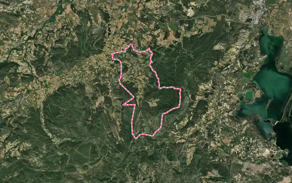Vue satellite de Saint-André-de-Roquelongue avec ses contours administratifs
