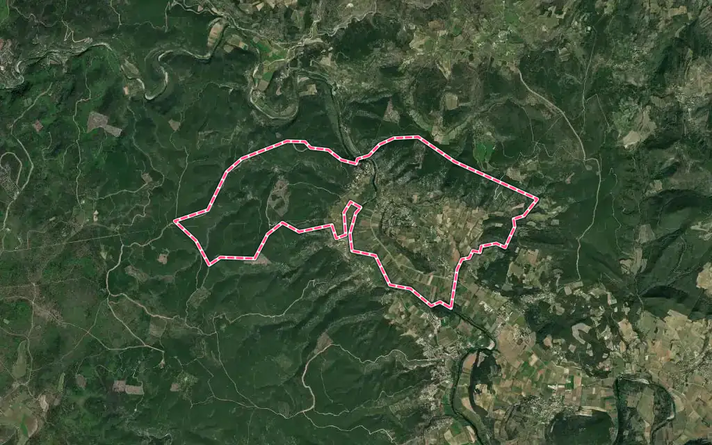 Vue satellite de Saint-André-de-Roquepertuis avec ses contours administratifs