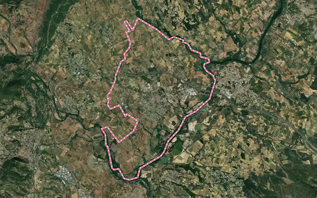 Vue satellite de Saint-André-de-Sangonis avec ses contours administratifs