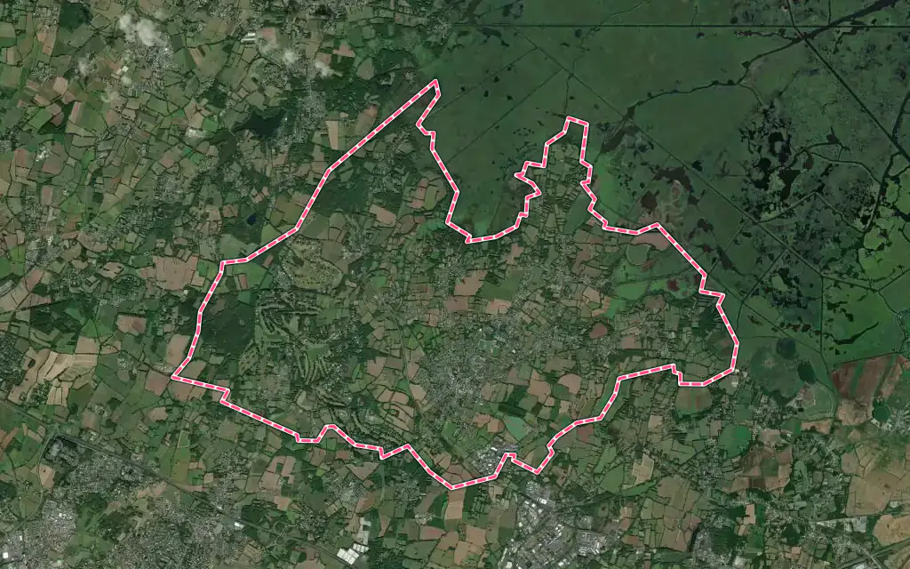 Vue satellite de Saint-André-des-Eaux avec ses contours administratifs