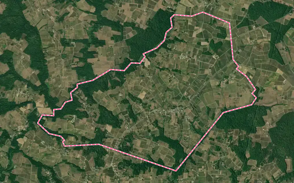 Vue satellite de Saint-André-du-Bois avec ses contours administratifs