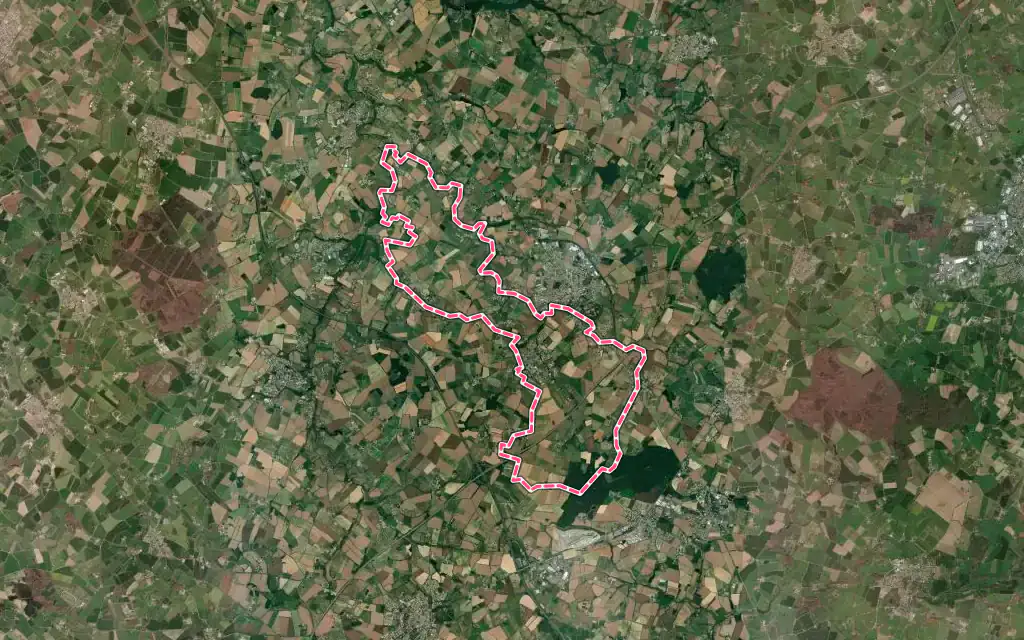 Vue satellite de Saint-André-Goule-d'Oie avec ses contours administratifs