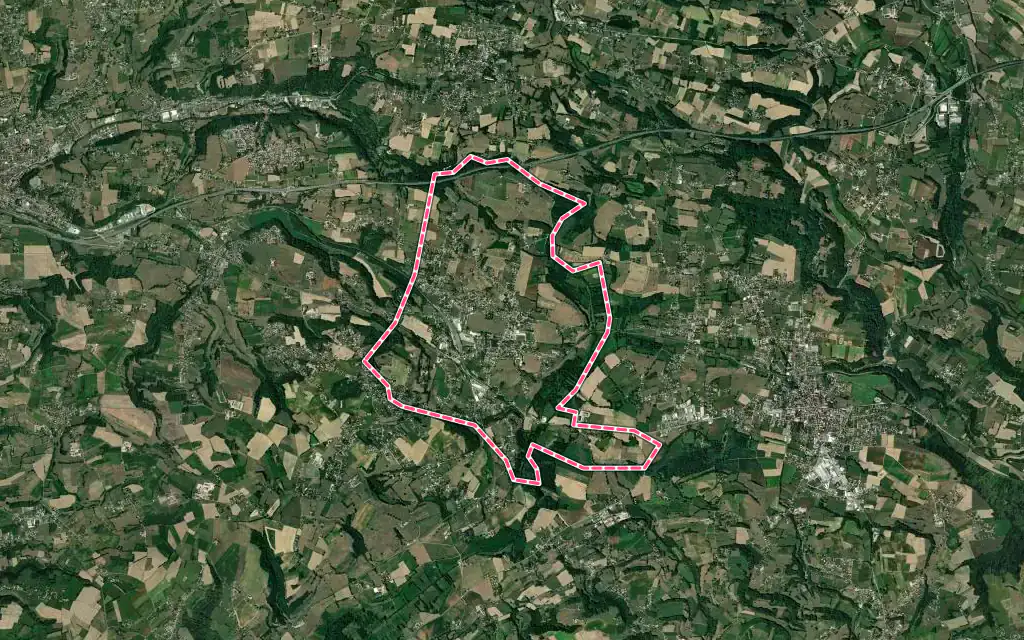 Vue satellite de Saint-André-le-Gaz avec ses contours administratifs