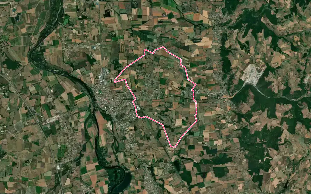 Vue satellite de Saint-André-le-Puy avec ses contours administratifs