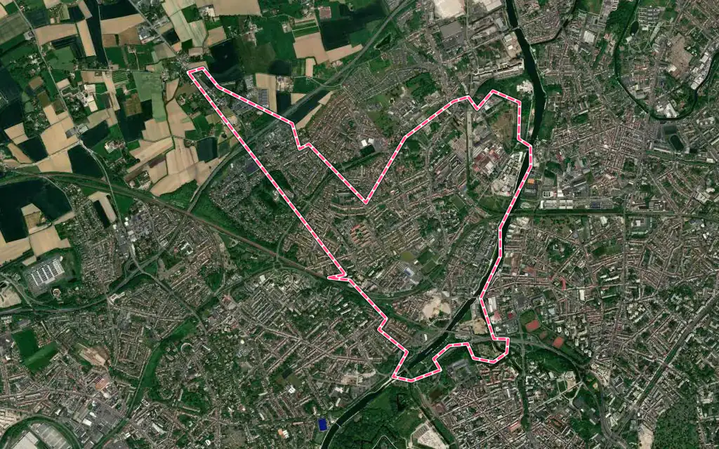 Vue satellite de Saint-André-lez-Lille avec ses contours administratifs