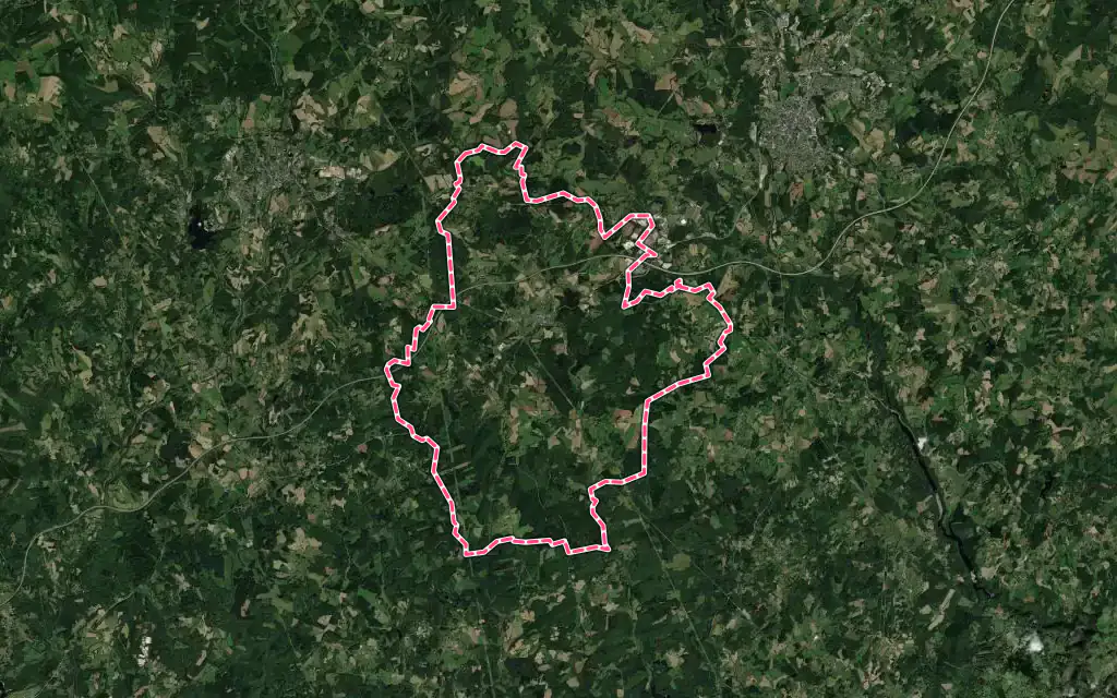 Vue satellite de Saint-Angel avec ses contours administratifs