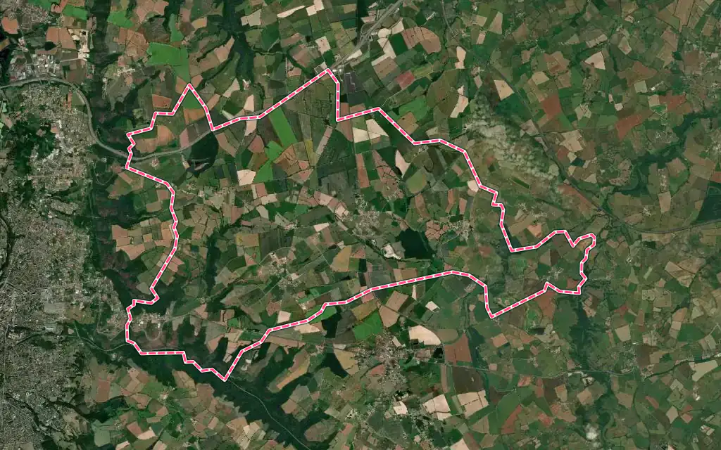 Vue satellite de Saint-Angel avec ses contours administratifs