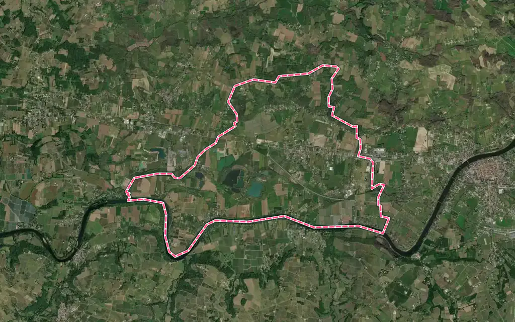 Vue satellite de Saint-Antoine-de-Breuilh avec ses contours administratifs