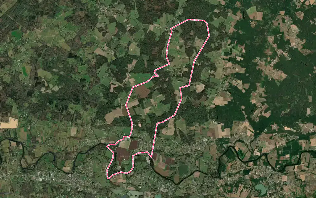 Vue satellite de Saint-Antoine-sur-l'Isle avec ses contours administratifs