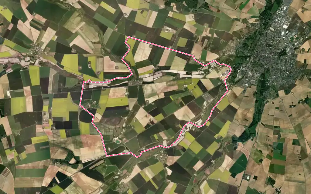 Vue satellite de Saint-Aoustrille avec ses contours administratifs