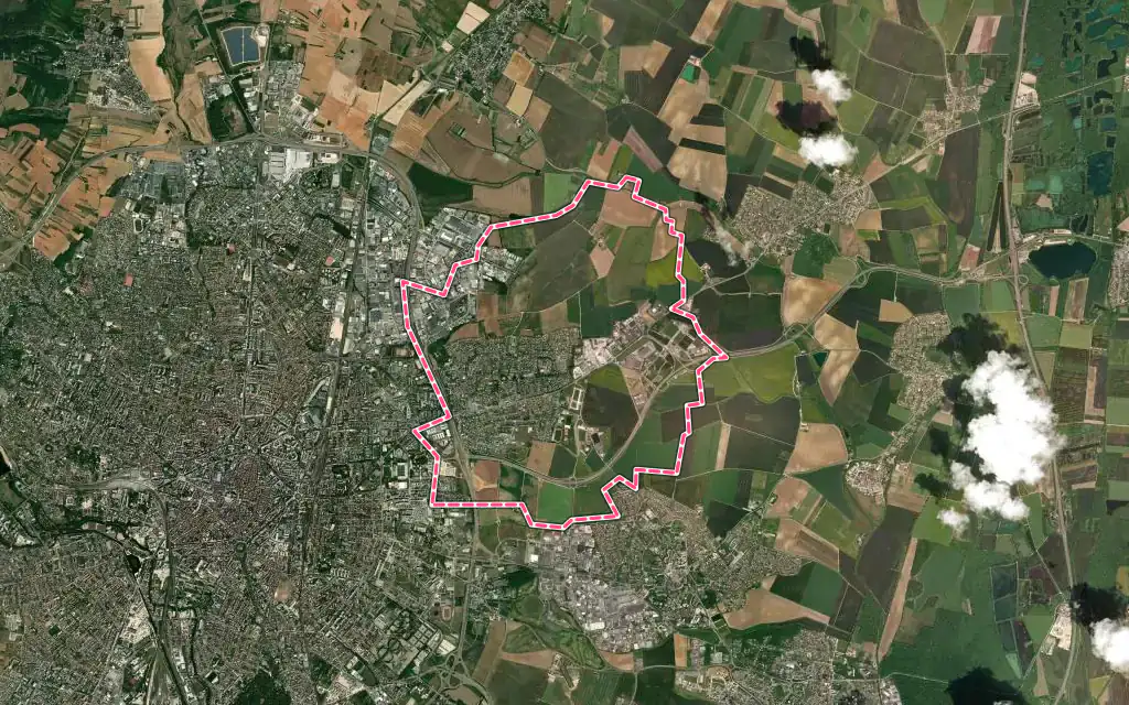 Vue satellite de Saint-Apollinaire avec ses contours administratifs