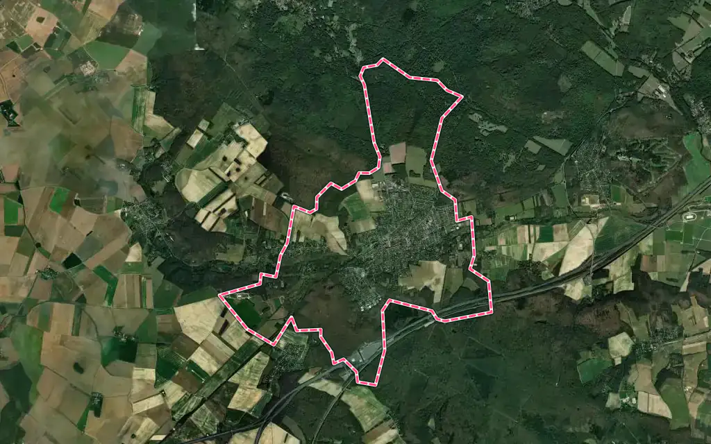 Vue satellite de Saint-Arnoult-en-Yvelines avec ses contours administratifs