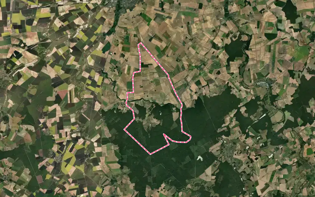 Vue satellite de Saint-Aubin avec ses contours administratifs