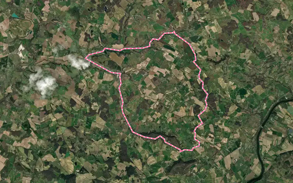 Vue satellite de Saint-Aubin avec ses contours administratifs