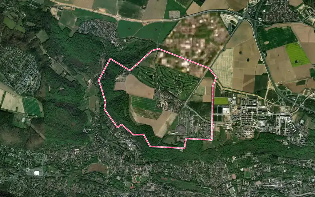 Vue satellite de Saint-Aubin avec ses contours administratifs
