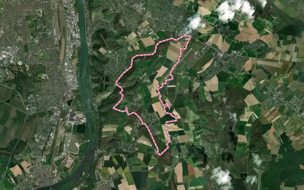 Vue satellite de Saint-Aubin-Celloville avec ses contours administratifs