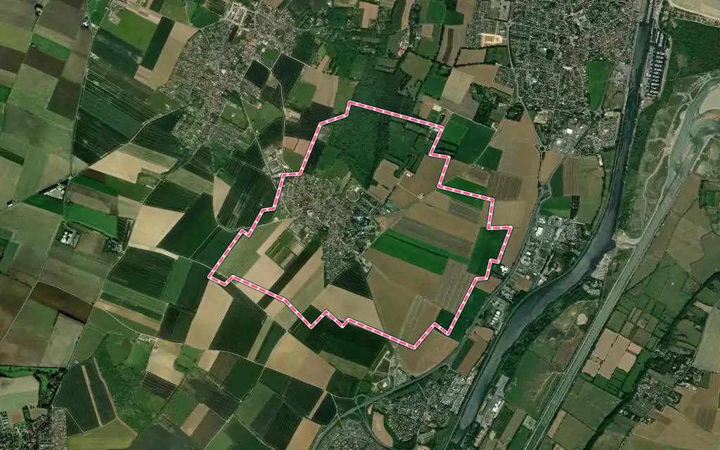 Vue satellite de Saint-Aubin-d'Arquenay avec ses contours administratifs