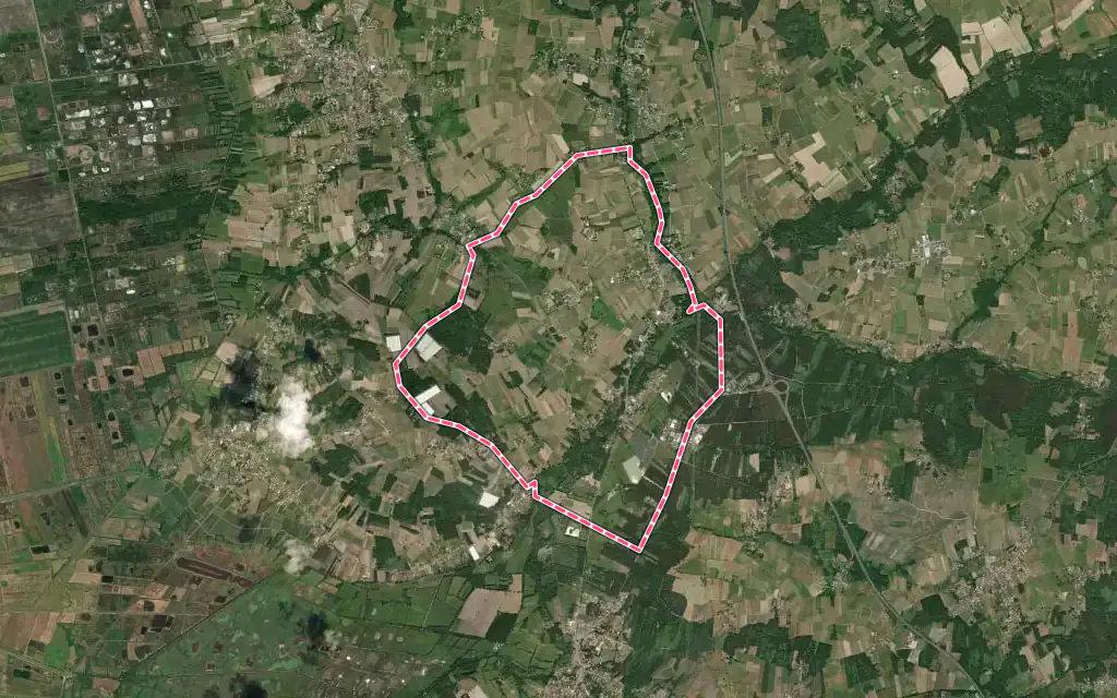 Vue satellite de Saint-Aubin-de-Blaye avec ses contours administratifs