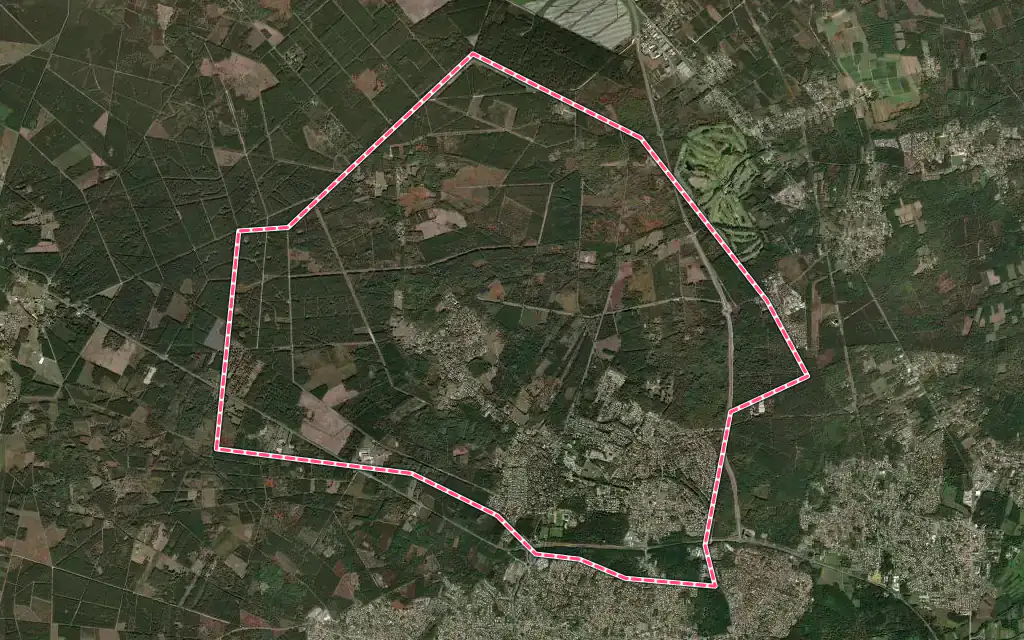Vue satellite de Saint-Aubin-de-Médoc avec ses contours administratifs