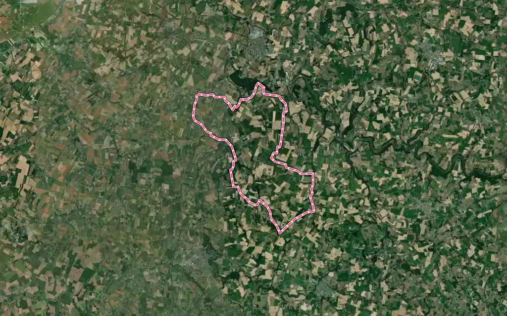 Vue satellite de Saint-Aubin-de-Terregatte avec ses contours administratifs