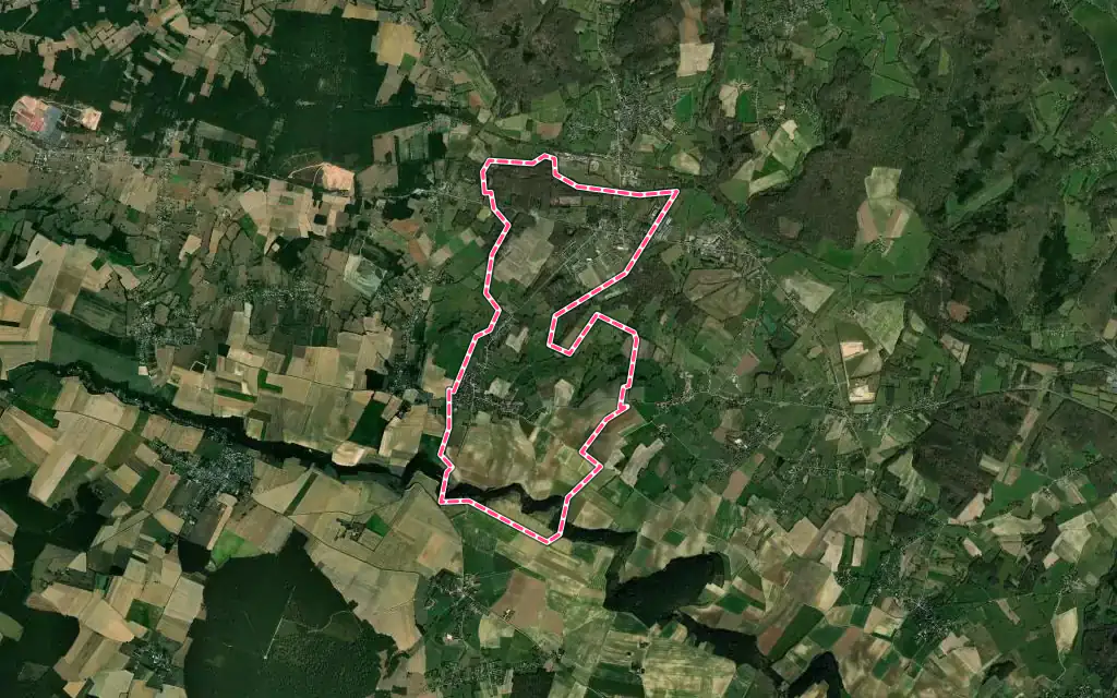 Vue satellite de Saint-Aubin-en-Bray avec ses contours administratifs