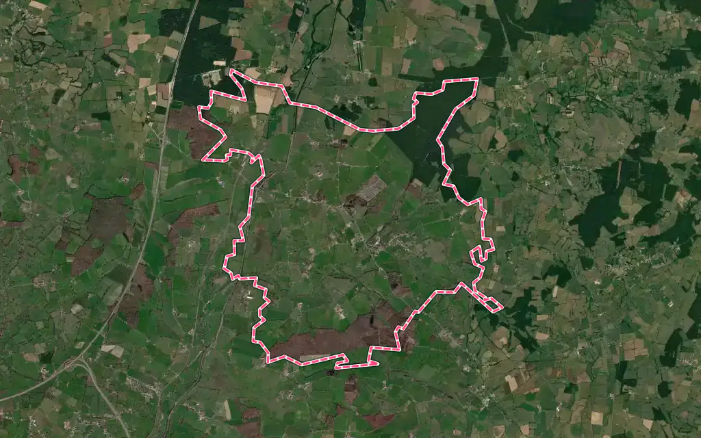 Vue satellite de Saint-Aubin-en-Charollais avec ses contours administratifs