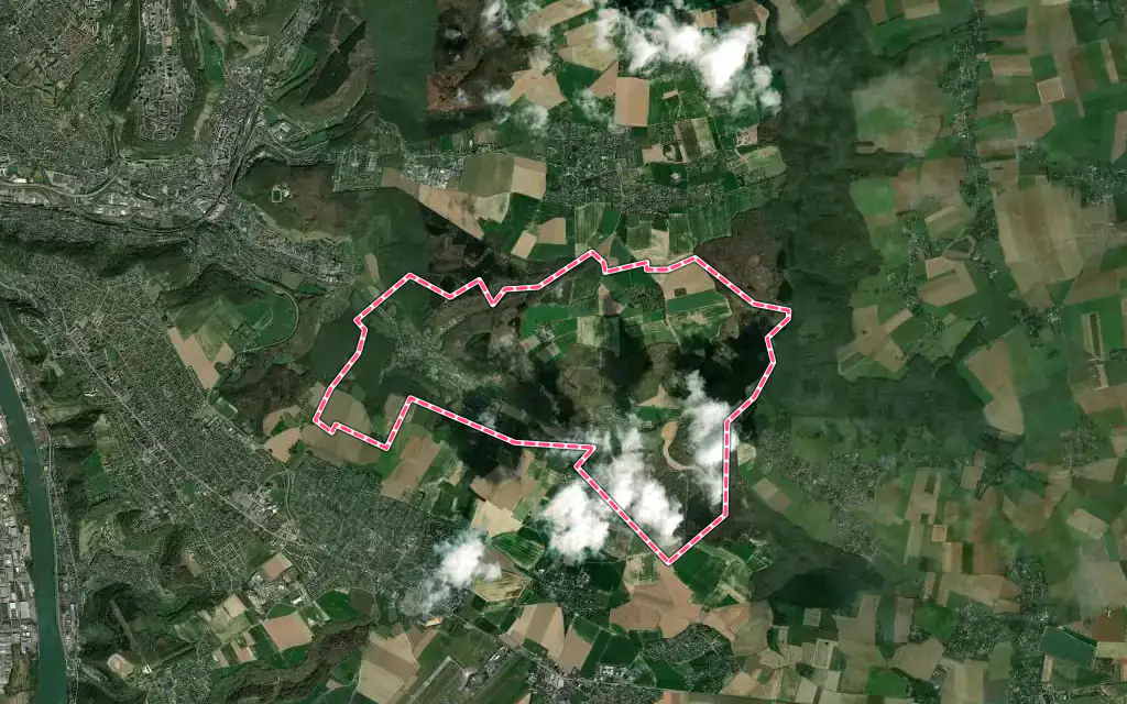 Vue satellite de Saint-Aubin-Épinay avec ses contours administratifs