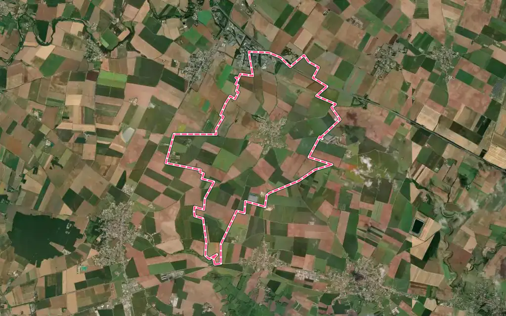 Vue satellite de Saint-Aubin-la-Plaine avec ses contours administratifs