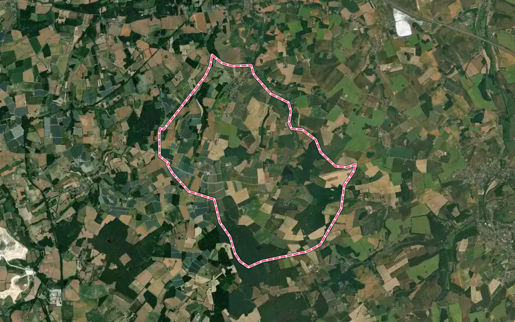 Vue satellite de Saint-Aubin-le-Dépeint avec ses contours administratifs