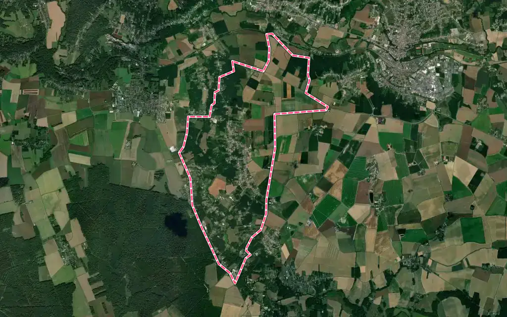 Vue satellite de Saint-Augustin avec ses contours administratifs