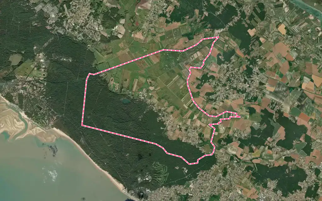 Vue satellite de Saint-Augustin avec ses contours administratifs