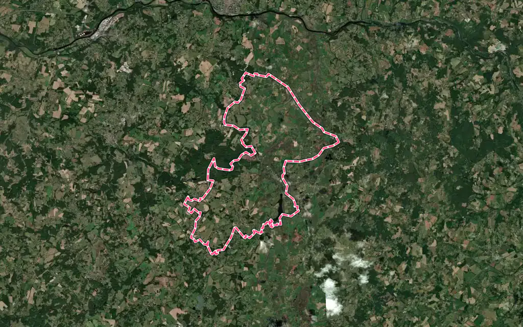 Vue satellite de Saint-Auvent avec ses contours administratifs