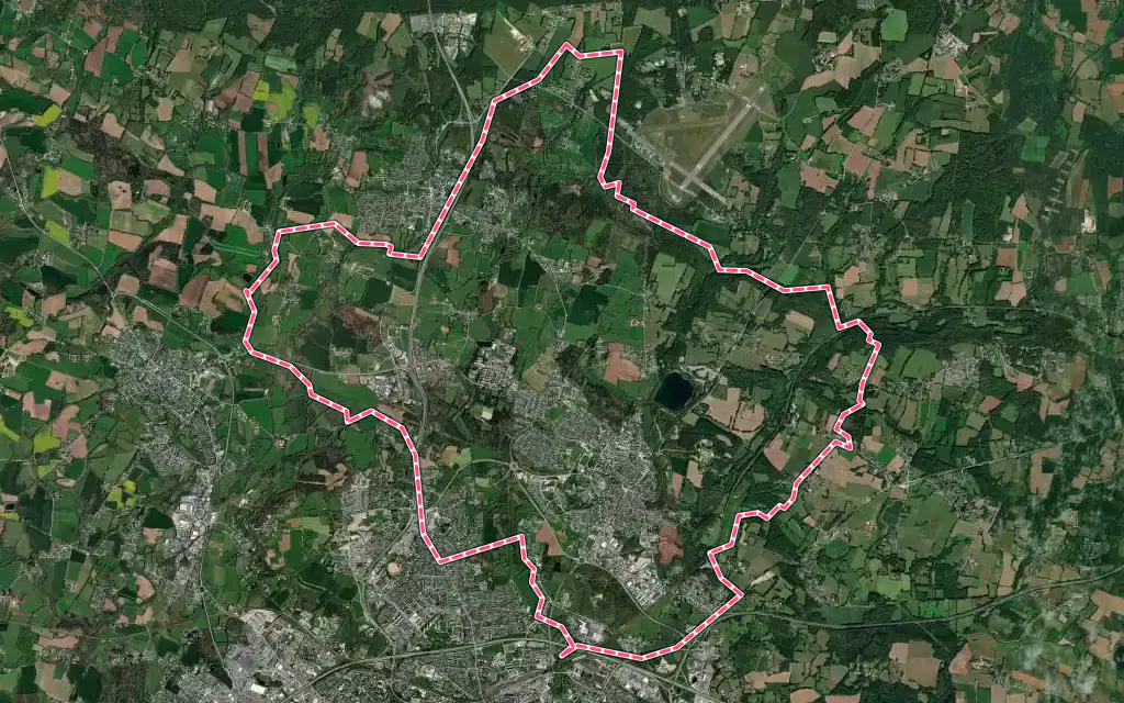 Vue satellite de Saint-Avé avec ses contours administratifs