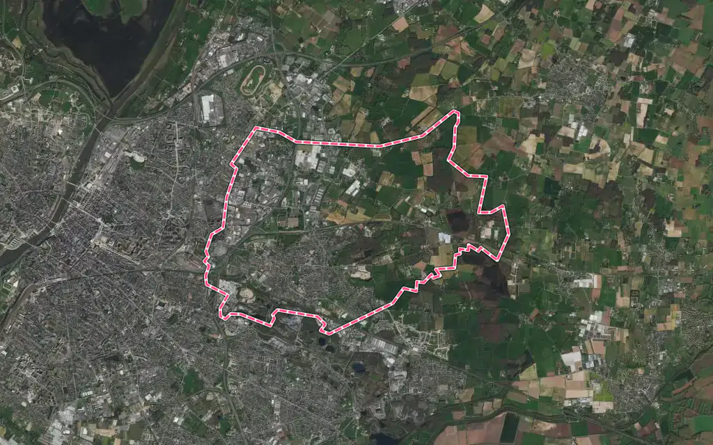 Vue satellite de Saint-Barthélemy-d'Anjou avec ses contours administratifs