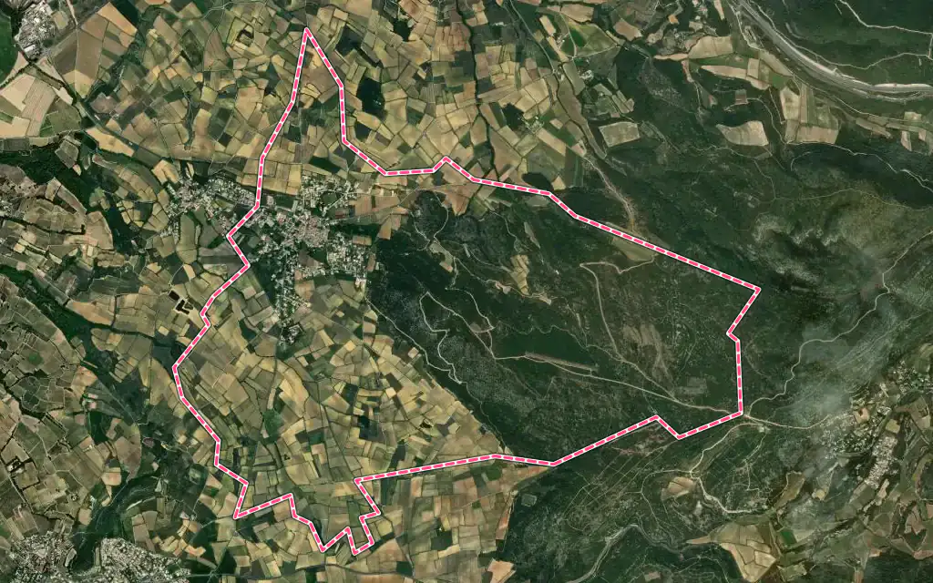 Vue satellite de Saint-Bauzille-de-la-Sylve avec ses contours administratifs