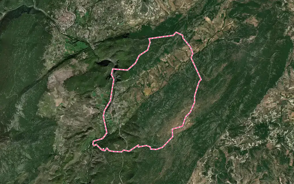 Vue satellite de Saint-Bauzille-de-Putois avec ses contours administratifs