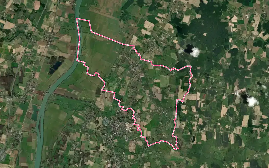Vue satellite de Saint-Bénigne avec ses contours administratifs