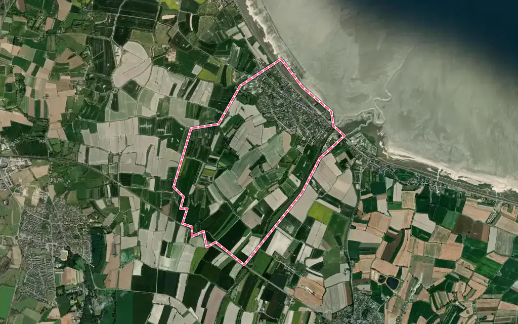 Vue satellite de Saint-Benoît-des-Ondes avec ses contours administratifs