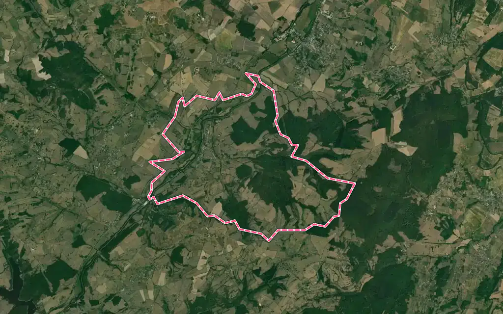 Vue satellite de Saint-Bérain-sur-Dheune avec ses contours administratifs