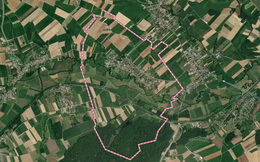 Vue satellite de Saint-Bernard avec ses contours administratifs