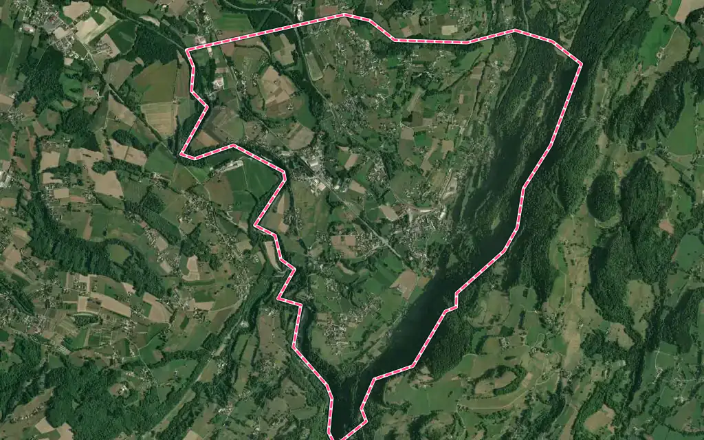 Vue satellite de Saint-Béron avec ses contours administratifs
