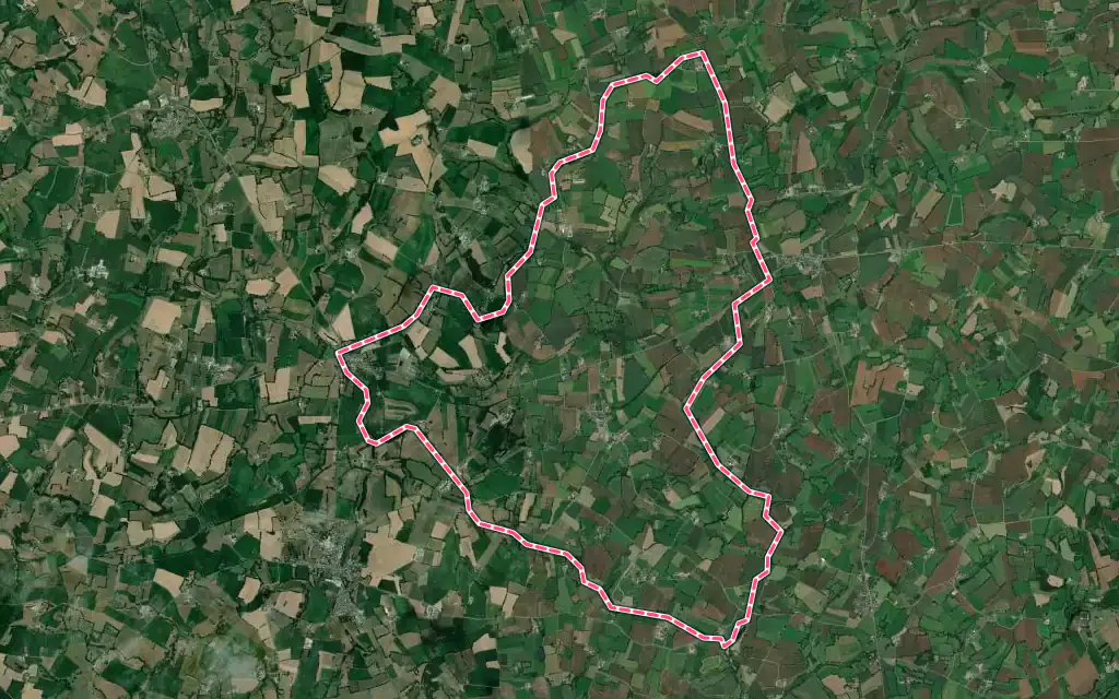 Vue satellite de Saint-Berthevin-la-Tannière avec ses contours administratifs