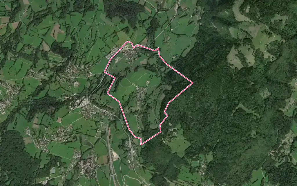 Vue satellite de Saint-Blaise avec ses contours administratifs