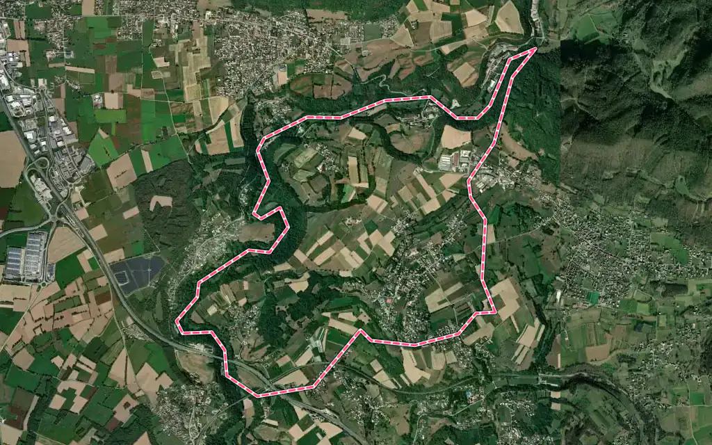 Vue satellite de Saint-Blaise-du-Buis avec ses contours administratifs