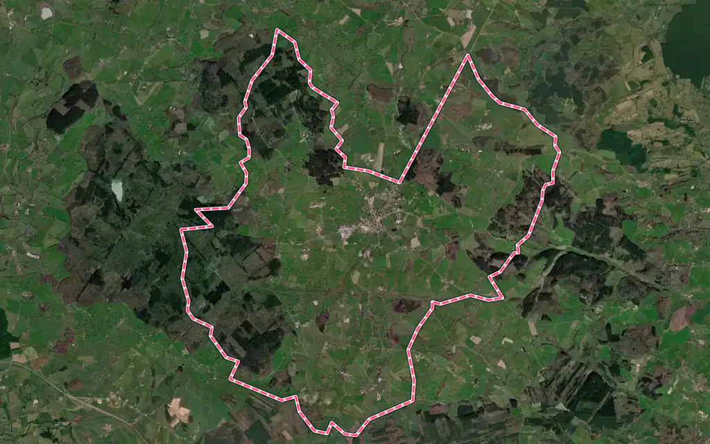 Vue satellite de Saint-Bonnet-de-Joux avec ses contours administratifs