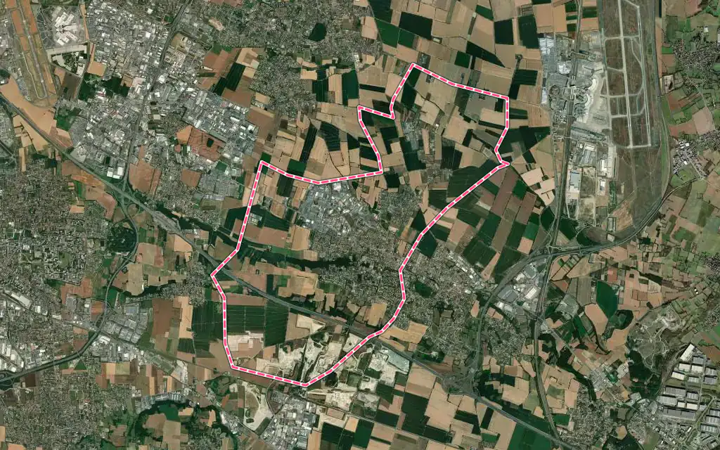Vue satellite de Saint-Bonnet-de-Mure avec ses contours administratifs