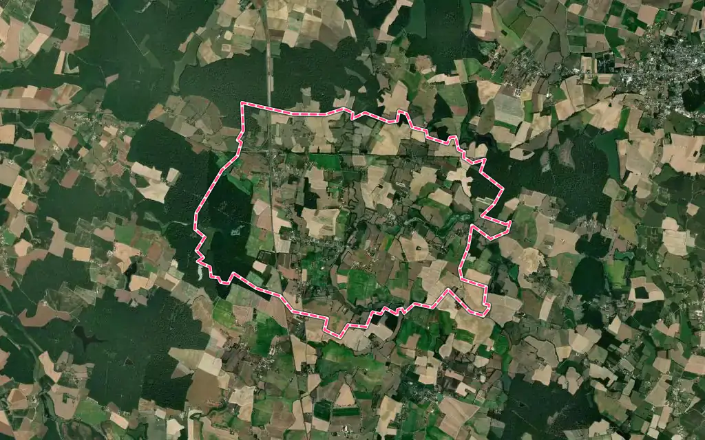 Vue satellite de Saint-Bonnet-en-Bresse avec ses contours administratifs