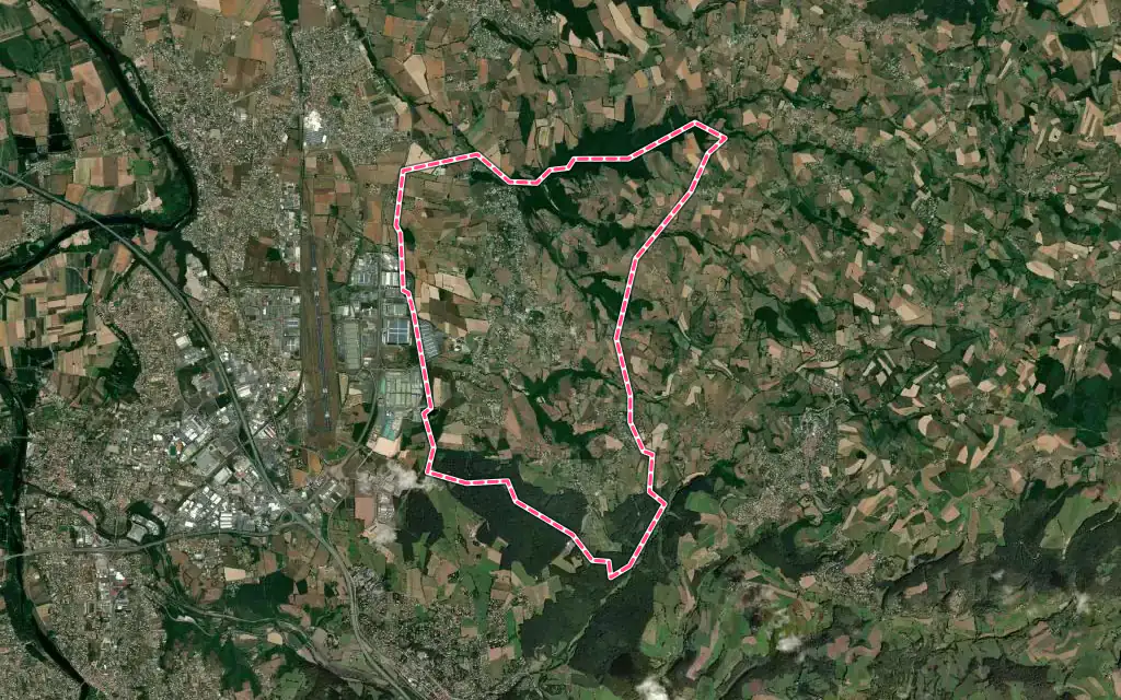 Vue satellite de Saint-Bonnet-les-Oules avec ses contours administratifs