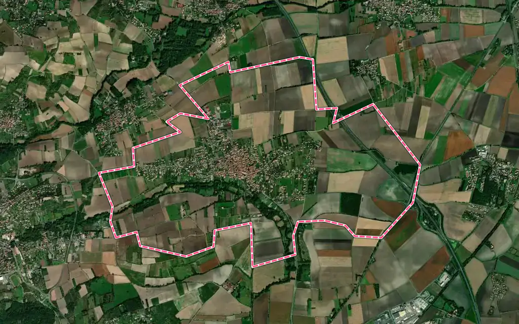 Vue satellite de Saint-Bonnet-près-Riom avec ses contours administratifs