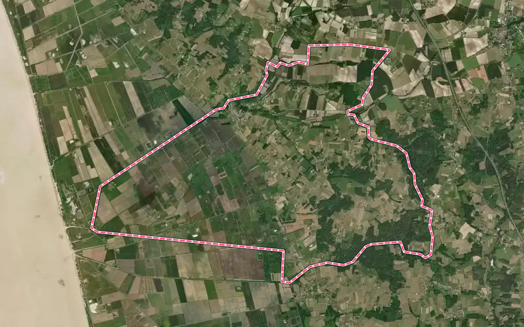 Vue satellite de Saint-Bonnet-sur-Gironde avec ses contours administratifs